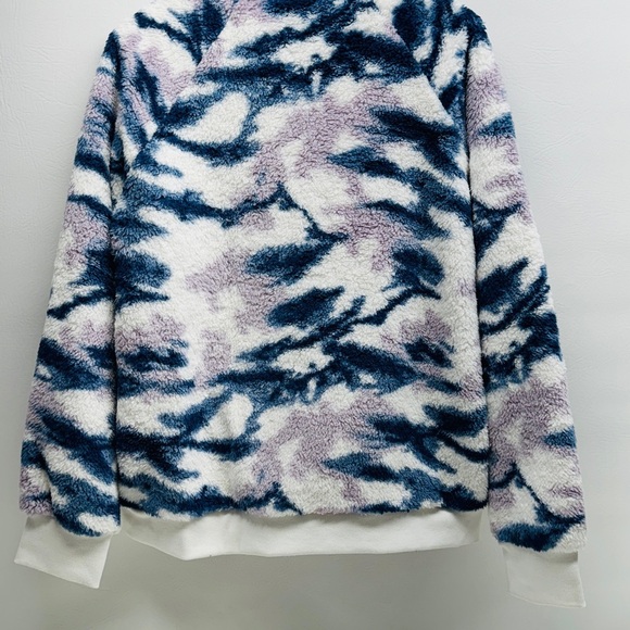 Athleta Girl XXL So Snug Sherpa Printed Half Zip Sweatshirt Thumb Hole Cozy Soft - Picture 5 of 9